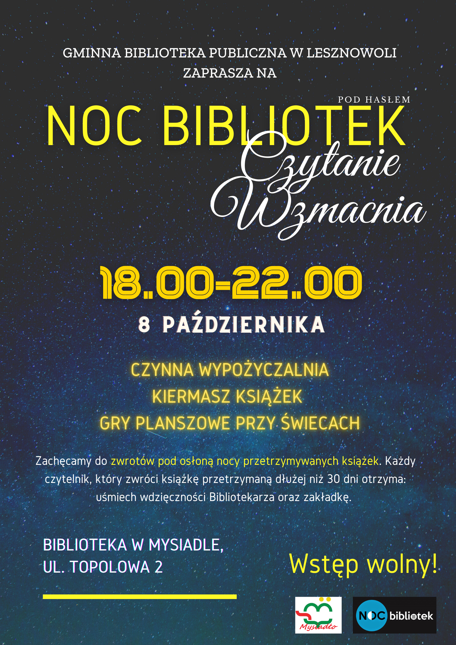 You are currently viewing Czytanie Wzmacnia czyli Noc Bibliotek 2021