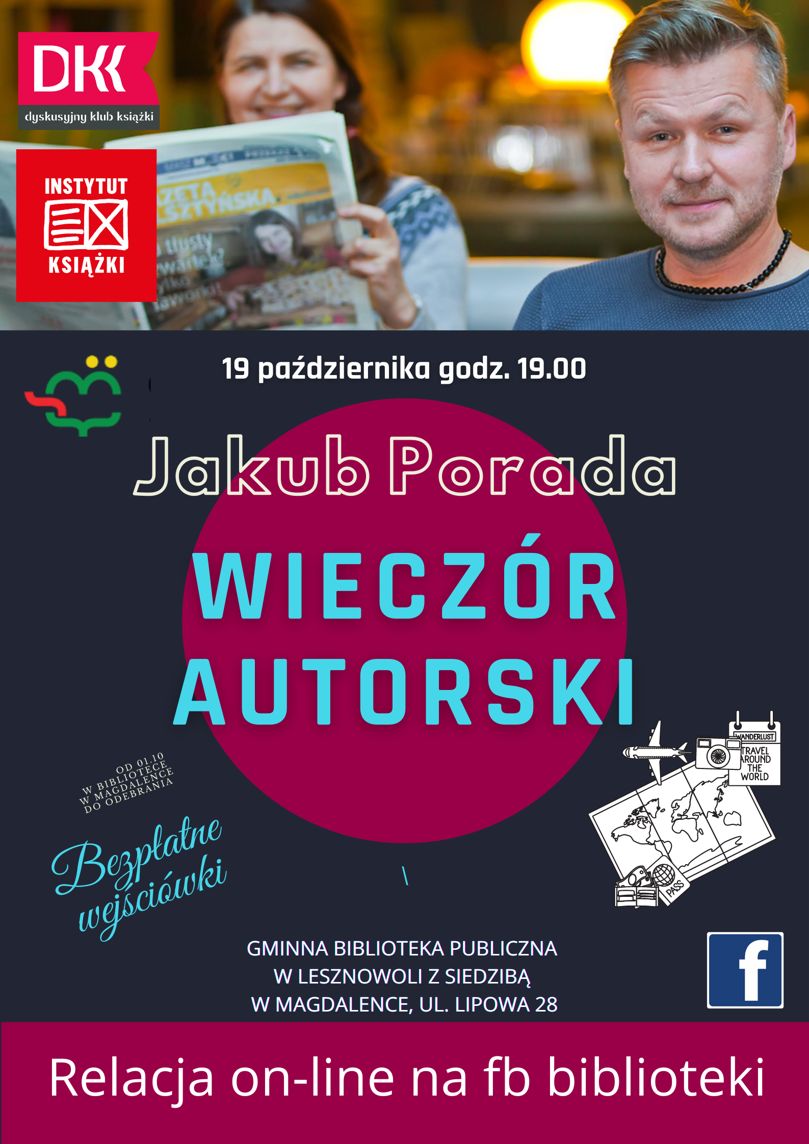 You are currently viewing Bezpłatne wejściówki na Wieczór Autorski z Jakubem Poradą