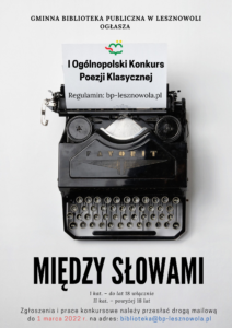 Read more about the article I Ogólnopolski Konkurs Poezji Klasycznej