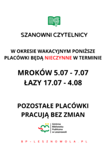 Read more about the article 5-7 lipca biblioteka w Mrokowie nieczynna