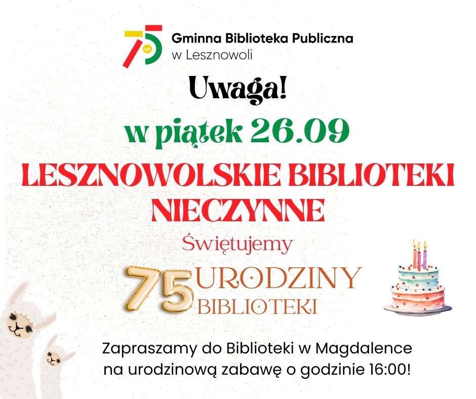Read more about the article Uwaga! 26.09 biblioteki nieczynne