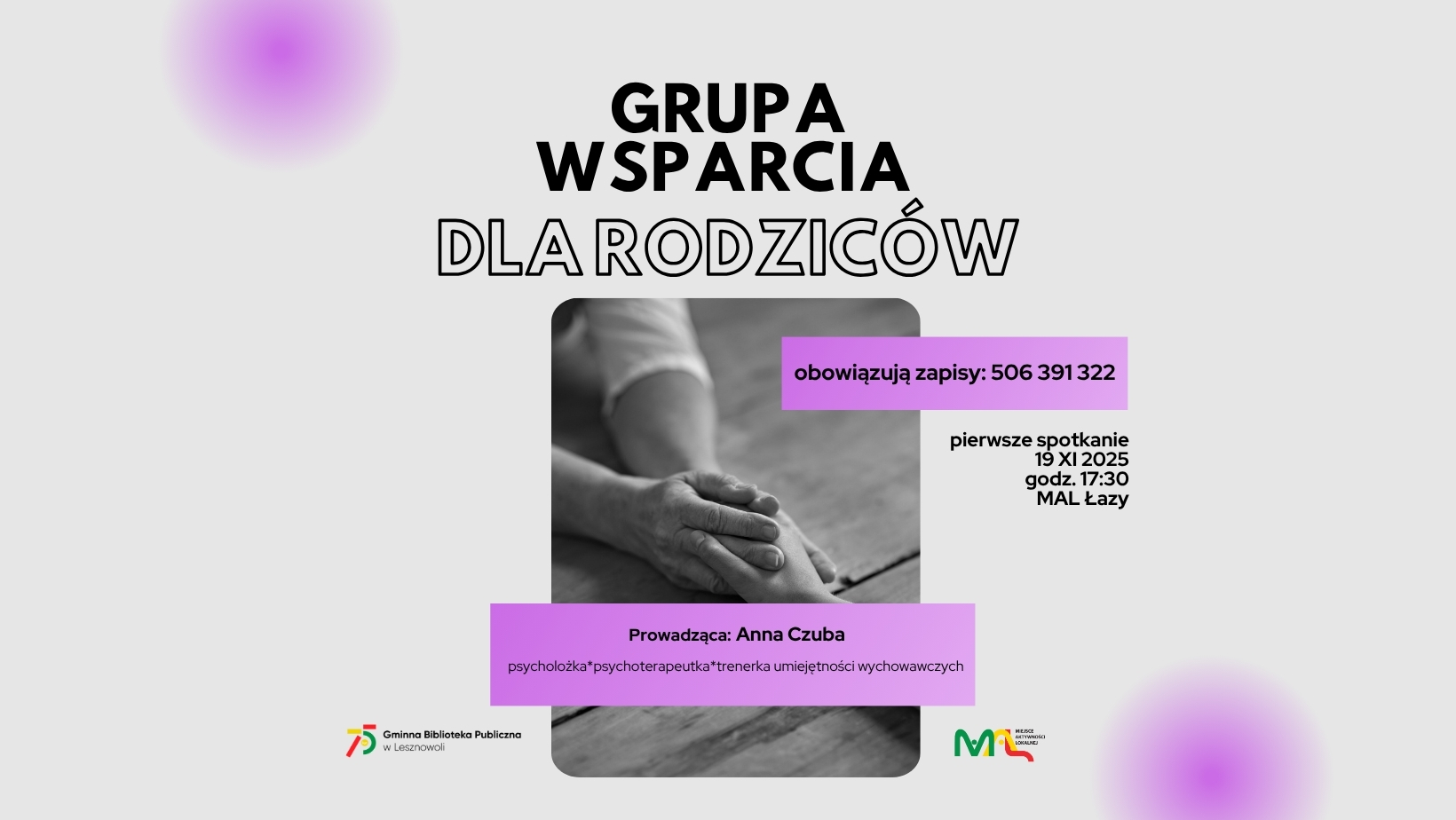 Read more about the article Grupa wsparcia dla rodziców w&nbsp;MAL Łazy