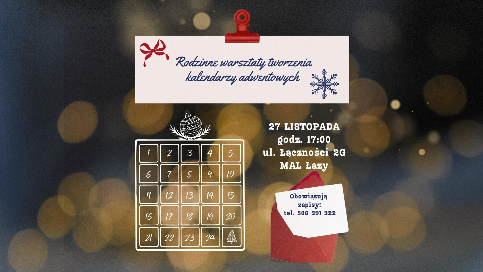 Read more about the article Rodzinne warsztaty DIY „Kalendarzowe adwentowe”