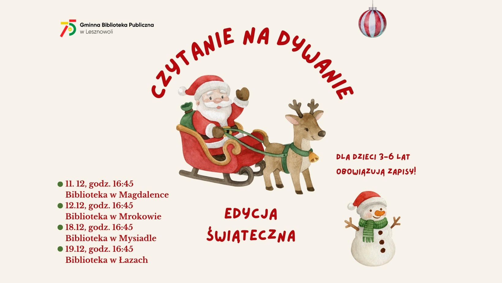 Read more about the article ŚWIĄTECZNE CZYTANIE NA&nbsp;DYWANIE