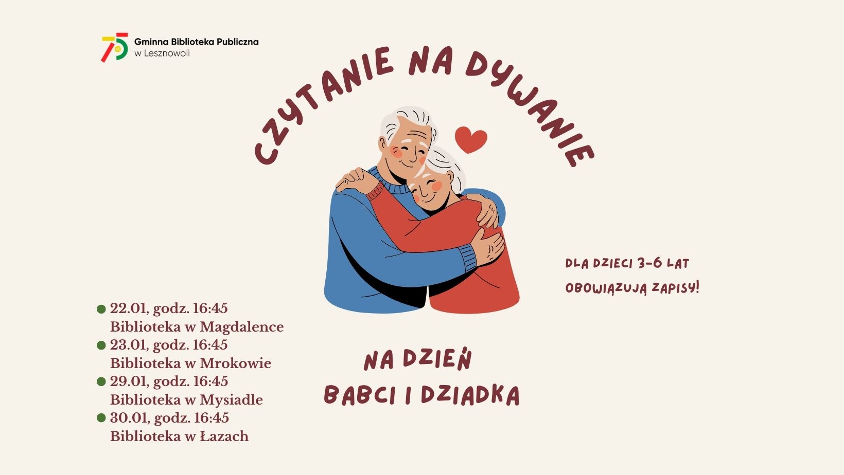 Read more about the article Styczniowe CZYTANIE NA&nbsp;DYWANIE na&nbsp;Dzień Babci i&nbsp;Dziadka