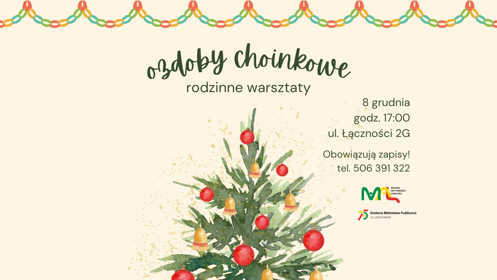 Read more about the article Ozdoby choinkowe DIY – warsztaty rodzinne w&nbsp;MAL Łazy