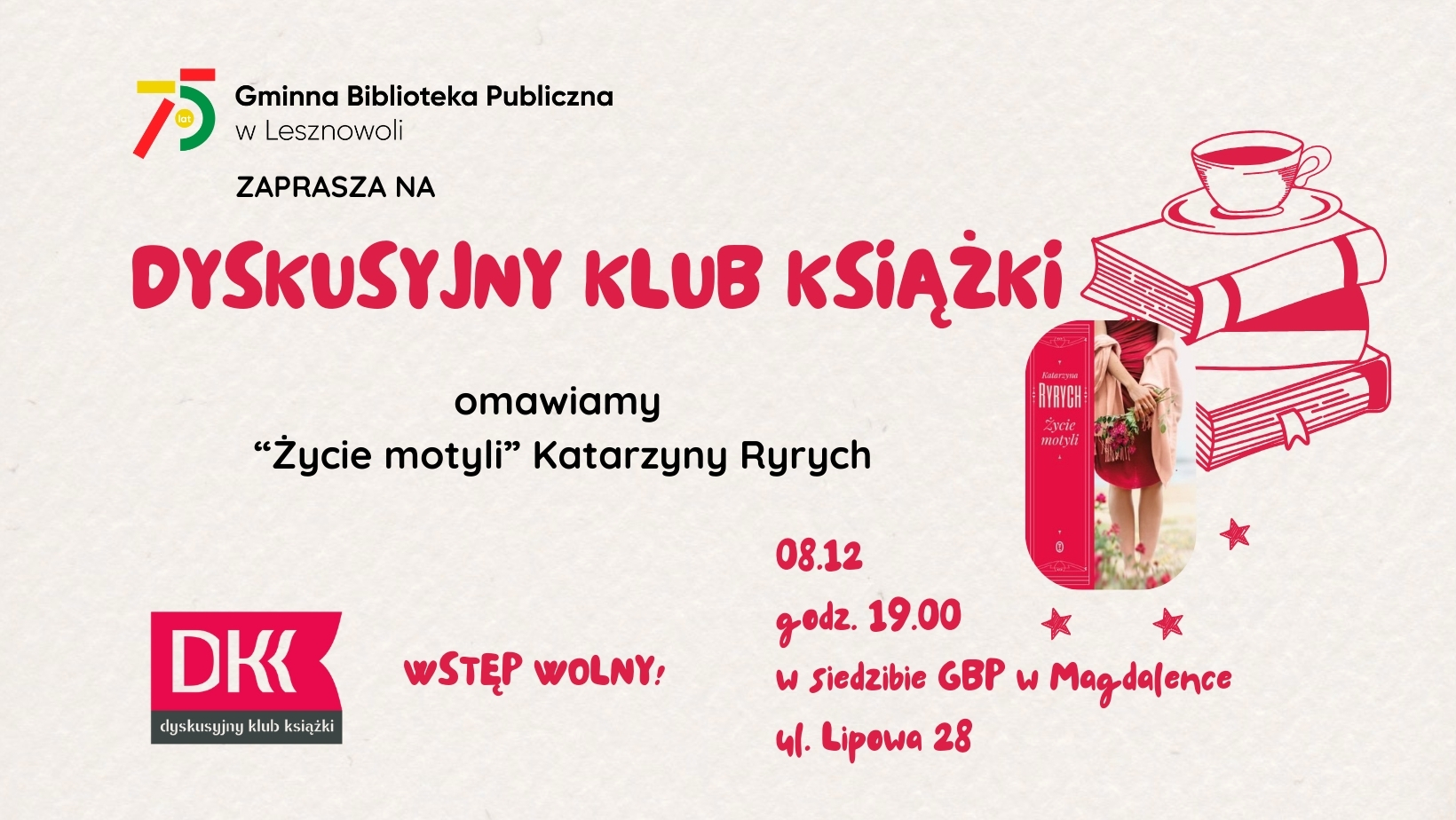 Read more about the article Spotkanie Dyskusyjnego Klubu Książki w&nbsp;Magdalence w&nbsp;grudniu