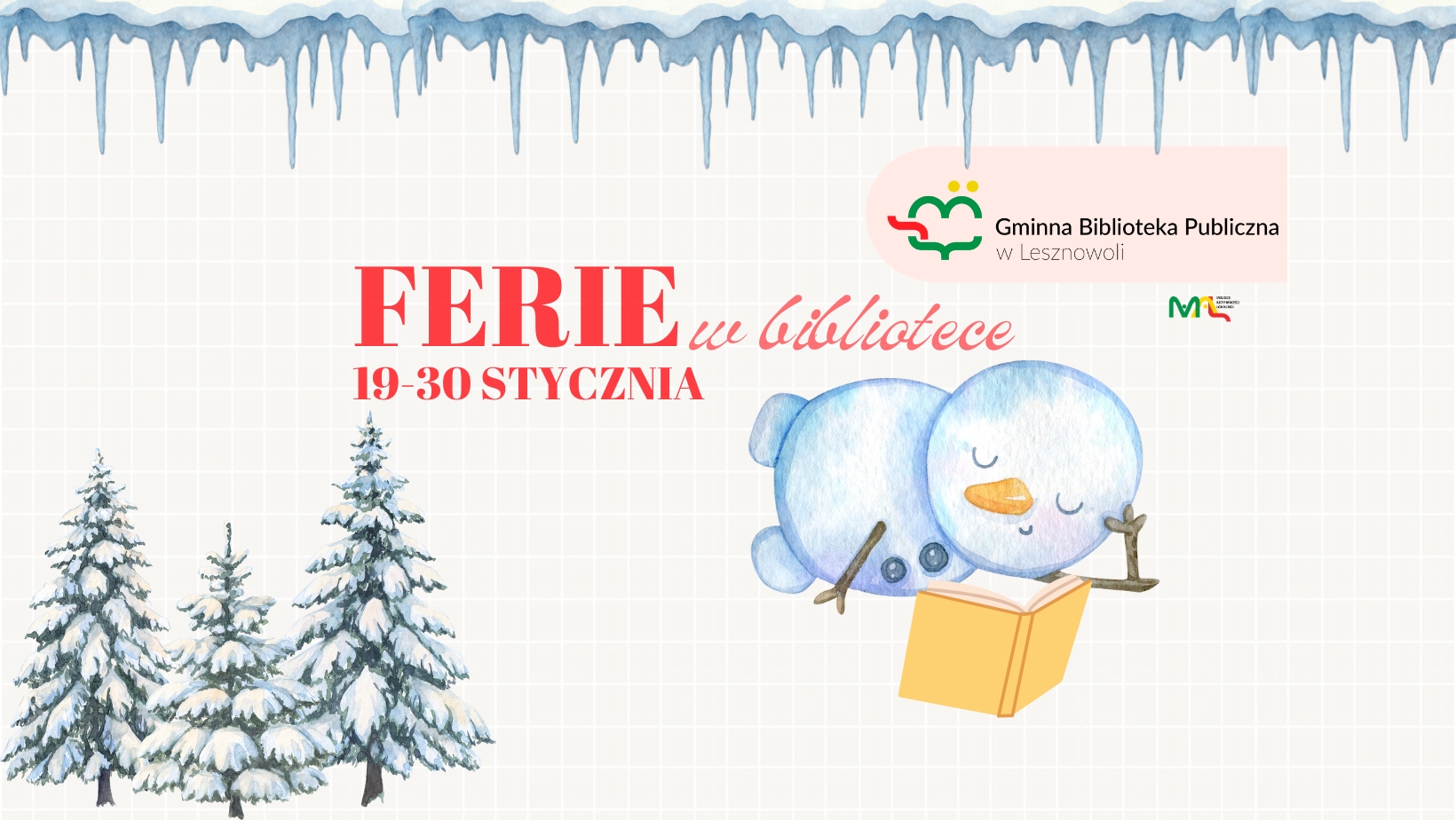 Read more about the article FERIE W&nbsp;BIBLIOTECE 19-30 stycznia