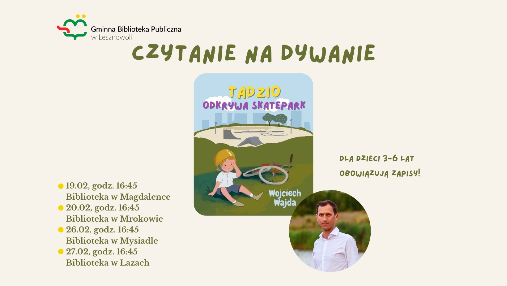 Read more about the article CZYTANIE NA&nbsp;DYWANIE w&nbsp;lutym: Spotkanie autorskie z&nbsp;Wojciechem Wajdą